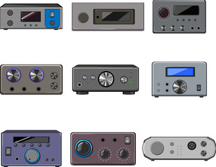 digital amplifier set cartoon vector illustration
