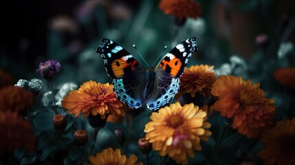 olourfull butterfly in flowers