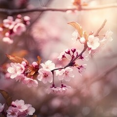 Floral flower spring abstract background of cherry blosso