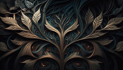 Abstract nature inspired fractal background, generative ai composite.
