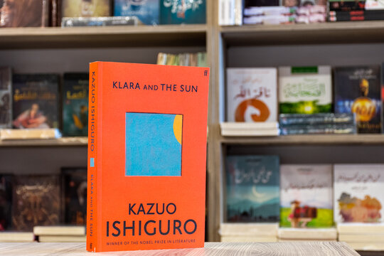 Close Up Kazuo Ishiguro's Klara And The Sun Novel In The Bookshop. Science Fiction.