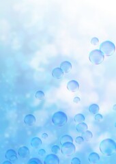 泡・バブル・シャボン玉と光が差す青色背景のイラスト