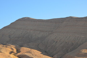 Panoramic view of the beautiful rocks and canyons of Wadi Ghweir in the Jordan desert