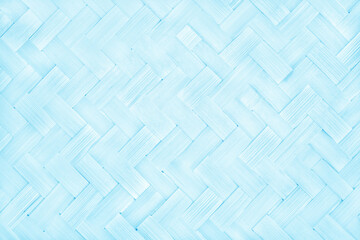Old blue pastel bamboo weave texture background, pattern of woven rattan mat in vintage style.