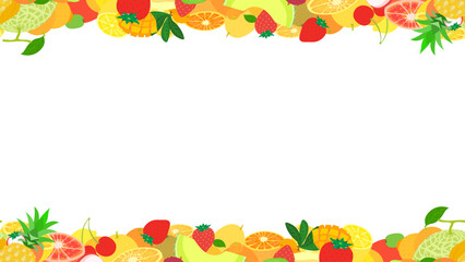 春の果物の背景フレーム。シームレスなベクターイラスト。
Background frame of spring fruits. Seamless designed vector illustration.