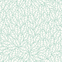 Leaves Seamless Pattern. Line Drawing Leaf Wallpaper Botanical Pattern. Abstract Leaves Texture for Print, Textile, Fabric. Abstract Leaf Line Design. Vector Hand-Drawn Outline Botanical Design.