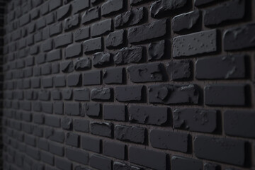 Obraz premium Black brick wall, dark background, a close-up of a black brick wall, Generative AI