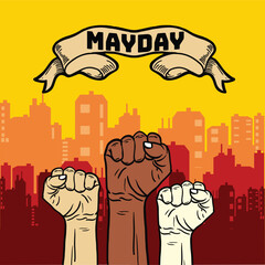 Mayday happy labour day crowd worker icon worker vector image