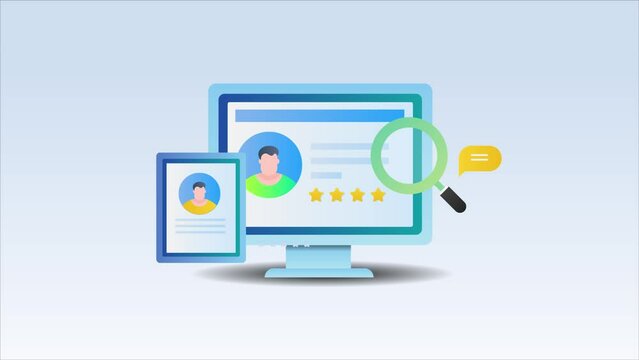 Customer profile management segmentation audience research information data concept, video animation. 