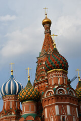 Fototapeta na wymiar Vertical shot of the details of Saint Basil's Cathedral in Moscow, Russia