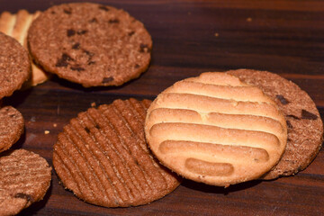 Biscuit on the wooden table background