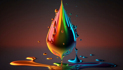 Colorful water drop, Generated ai .Generative AI.