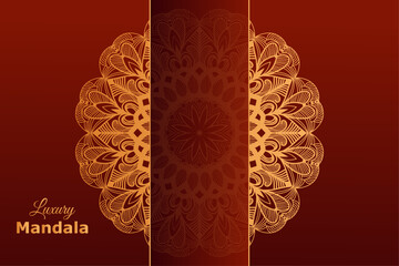 Luxury mandala background with gold color  flower ornament pattern design. Free vector mandala template for decoration Ramadan, New year holiday, beauty spa salon, wedding invitation card .