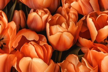 Fototapeta premium Spring Orange Tulip Tulips Flower Flowers Seamless Repeating Repeatable Texture Pattern Tiled Tessellation Background Image