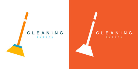 Creative Cleaning Broom Logo Design with Simple Concept