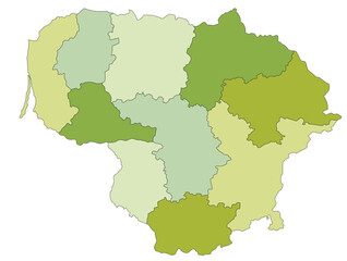 Fototapeta na wymiar Highly detailed editable political map with separated layers. Lithuania.