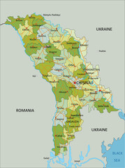Obraz premium Highly detailed editable political map with separated layers. Moldova.