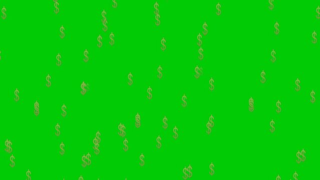 Animated dolar symbol on green screen with fountain effect.