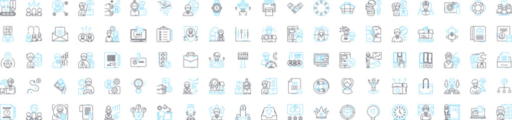 Document management vector line icons set. Document, Management, Organize, Storage, Scan, Records, Paperless illustration outline concept symbols and signs