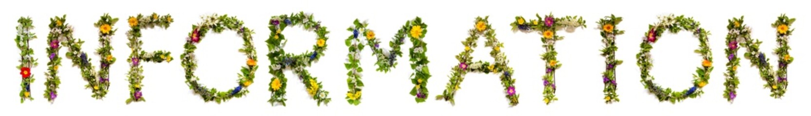 Colorful Blooming Flower Letters Building Word Information