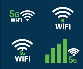 wireless network icons 5G, Wifi, Connection vector