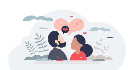 Empathy in marriage or relationship for love harmony tiny person concept, transparent background. Couple together with common feelings awareness.