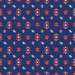 Japanese Star Flower Motif Vector Seamless Pattern