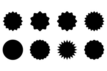 Price sticker collection, sale or discount sticker icons, sunburst badges vector flat icon