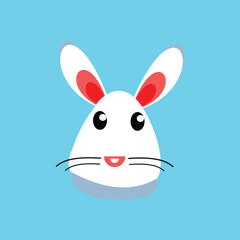 Easter bunny vector illustration. Cute cartoon bunny face isolated on cyan background.