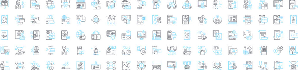 Budgeting and financial planning vector line icons set. Budget, Income, Expenses, Saving, Investing, Retirement, Debt illustration outline concept symbols and signs