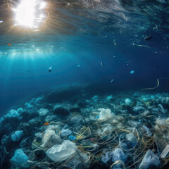 Fototapeta na wymiar Ocean Plastic Waste Ocean Pollution Microplastic