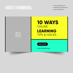 Multipurpose video thumbnail banner template design, online eduction techniques video thumbnail design, vector eps 10 file format