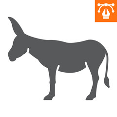 Donkey solid icon, glyph style icon for web site or mobile app, animals and zoo, mule vector icon, simple vector illustration, vector graphics with editable strokes.