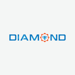 Vector elegant diamond gear text logo template