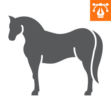 Horse Solid Icon, Glyph Style Icon For Web Site Or Mobile App, Animals And Livestock, Mustang Vector Icon, Simple Vector Illustration, Vector Graphics With Editable Strokes.