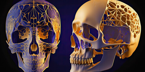 An x-ray image of the skull showing a stroke/cerebrovascular accident - Generative AI