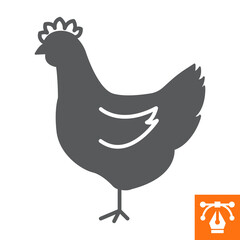 Hen solid icon, glyph style icon for web site or mobile app, animals and bird, chicken vector icon, simple vector illustration, vector graphics with editable strokes.