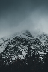 Dramatic scenery over Pirin Mountains during winter.