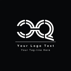 letter CQ or QC logo design line art