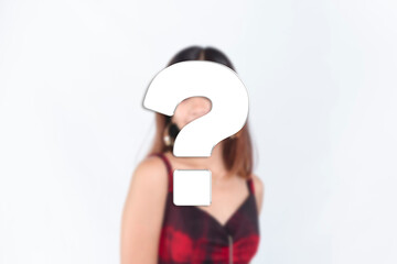 A mystery woman. Blurred photo partially obscured by question mark. A surprise entrant, celebrity...