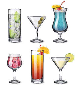 Alcohol Drinks Realistic Set