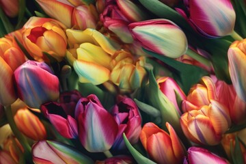 Spring Mixed Colorful Tulip Tulips Flower Flowers Seamless Repeating Repeatable Texture Pattern Tiled Tessellation Background Image
