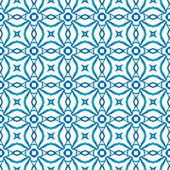 Ethnic hand painted pattern. Blue cool boho chic