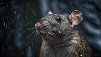 a rat in the rain trying to find shelter