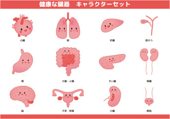 健康な臓器のキャラクター　イラストセット