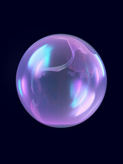 Three dimensional render of transparent bubbles soap, magic ball on dark background