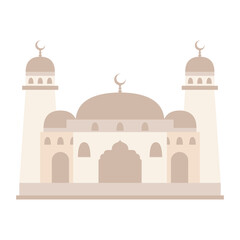 Modern Flat Islamic Mosque Building, Suitable for Diagrams, Map, Infographics, Illustration, And Other Graphic Related Assets. Traditional arabesque ornament illustration.