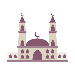 Modern Flat Islamic Mosque Building, Suitable for Diagrams, Map, Infographics, Illustration, And Other Graphic Related Assets. Traditional arabesque ornament illustration.