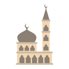 Modern Flat Islamic Mosque Building, Suitable for Diagrams, Map, Infographics, Illustration, And Other Graphic Related Assets. Traditional arabesque ornament illustration.