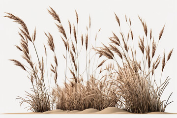 Beach Sea Grass Sketch On White Background - Generative AI - obrazy, fototapety, plakaty